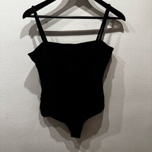 Free People Black Square Neck Bodysuit